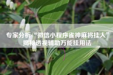 专家分析“微信小程序雀神麻将挂人”揭秘透视辅助万能挂用法