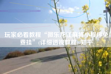 玩家必看教程“微乐龙江麻将小程序免费挂”(详细透视教程)-知乎