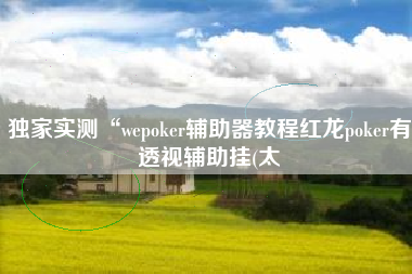 独家实测“wepoker辅助器教程红龙poker有透视辅助挂(太