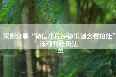 实测分享“微信小程序微乐刨幺看拍挂”详细开挂玩法