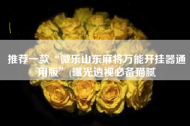 推荐一款“微乐山东麻将万能开挂器通用版	”(曝光透视必备猫腻