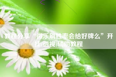 教程分享“微乐刷胜率会给好牌么”开挂(透视)辅助教程