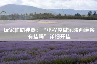 玩家辅助神器：“小程序微乐陕西麻将有挂吗”详细开挂