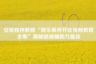 安装程序教程“微乐麻将开挂视频教程全集”揭秘透视辅助万能挂