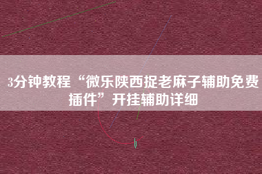 3分钟教程“微乐陕西捉老麻子辅助免费插件	”开挂辅助详细