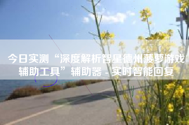 今日实测“深度解析智星德州菠萝游戏辅助工具”辅助器 - 实时智能回复