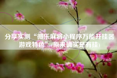 分享实测“微乐麻将小程序万能开挂器游戏特色”(原来确实是有挂)