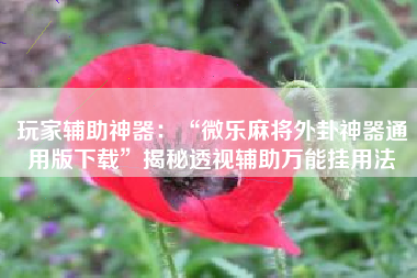 玩家辅助神器：“微乐麻将外卦神器通用版下载”揭秘透视辅助万能挂用法