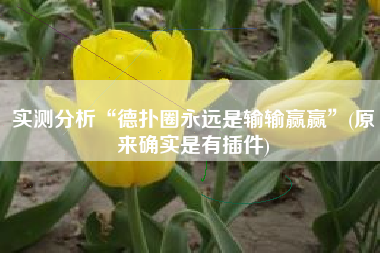 实测分析“德扑圈永远是输输赢赢	”(原来确实是有插件)