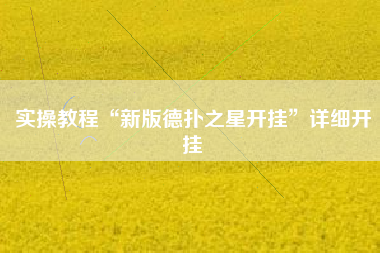 实操教程“新版德扑之星开挂”详细开挂