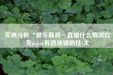 实测分析“微乐麻将一直输什么情况红龙poker有透视辅助挂(太