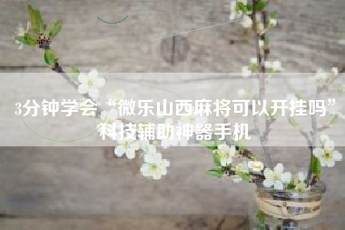 3分钟学会“微乐山西麻将可以开挂吗”科技辅助神器手机