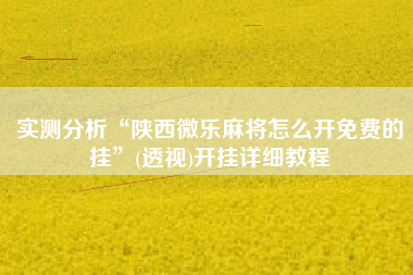 实测分析“陕西微乐麻将怎么开免费的挂”(透视)开挂详细教程