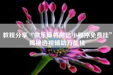 教程分享“微乐麻将微信小程序免费挂”揭秘透视辅助万能挂