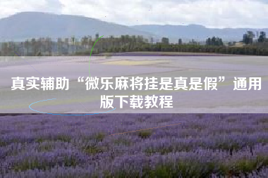 真实辅助“微乐麻将挂是真是假”通用版下载教程