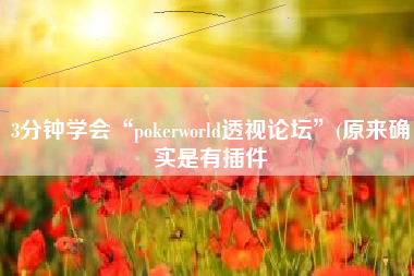 3分钟学会“pokerworld透视论坛”(原来确实是有插件