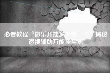 必看教程“微乐开挂多少钱一个”揭秘透视辅助万能挂用法