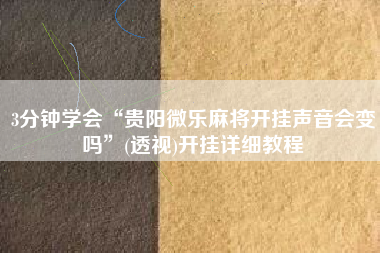 3分钟学会“贵阳微乐麻将开挂声音会变吗”(透视)开挂详细教程