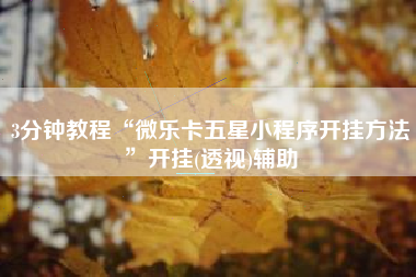 3分钟教程“微乐卡五星小程序开挂方法”开挂(透视)辅助