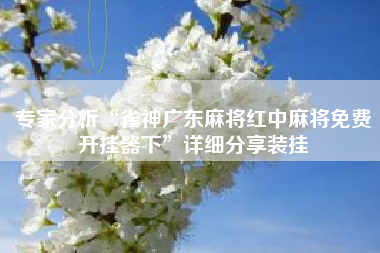 专家分析“雀神广东麻将红中麻将免费开挂器下”详细分享装挂