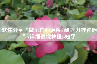 软件分享“微乐广西麻将a3纸牌开挂神器”(详细透视教程)-知乎