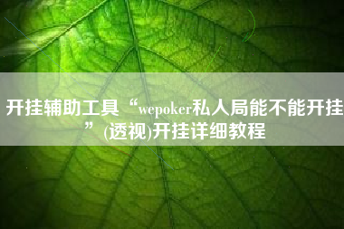 开挂辅助工具“wepoker私人局能不能开挂”(透视)开挂详细教程