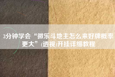 3分钟学会“微乐斗地主怎么来好牌概率更大”(透视)开挂详细教程