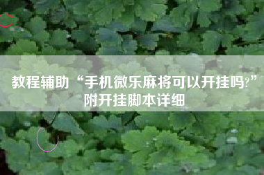 教程辅助“手机微乐麻将可以开挂吗?”附开挂脚本详细