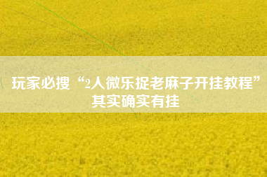 玩家必搜“2人微乐捉老麻子开挂教程”其实确实有挂 玩家必搜“2人微乐捉老麻子开挂教程”其实确实有挂