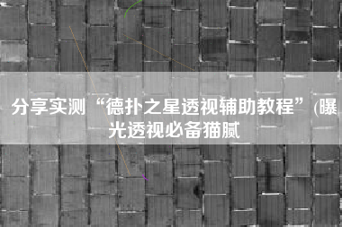 分享实测“德扑之星透视辅助教程”(曝光透视必备猫腻