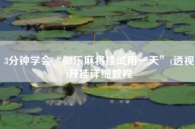 3分钟学会“微乐麻将挂试用一天”(透视)开挂详细教程 3分钟学会“微乐麻将挂试用一天”(透视)开挂详细教程