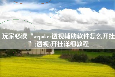 玩家必读“wepoker透视辅助软件怎么开挂”(透视)开挂详细教程