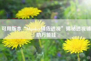 可用版本“hhpoker辅佐透视”揭秘透视辅助万能挂