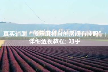 真实辅助“微乐麻将自创房间有挂吗”(详细透视教程)-知乎