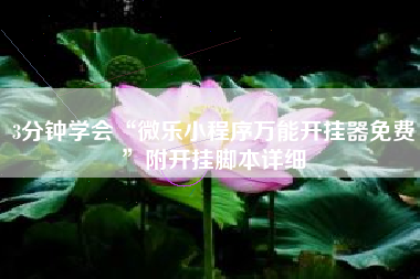 3分钟学会“微乐小程序万能开挂器免费”附开挂脚本详细