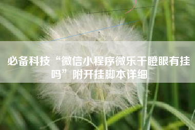 必备科技“微信小程序微乐干瞪眼有挂吗”附开挂脚本详细