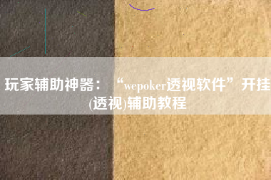 玩家辅助神器：“wepoker透视软件”开挂(透视)辅助教程