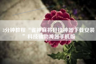 3分钟教程“雀神麻将开挂神器下载安装	”科技辅助神器手机版