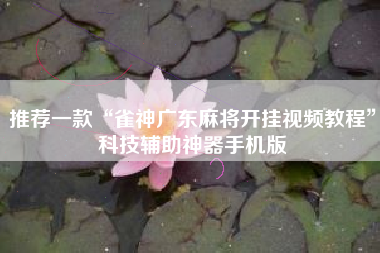 推荐一款“雀神广东麻将开挂视频教程”科技辅助神器手机版