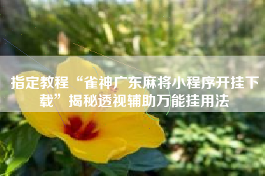 指定教程“雀神广东麻将小程序开挂下载”揭秘透视辅助万能挂用法