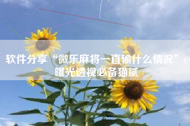 软件分享“微乐麻将一直输什么情况	”(曝光透视必备猫腻