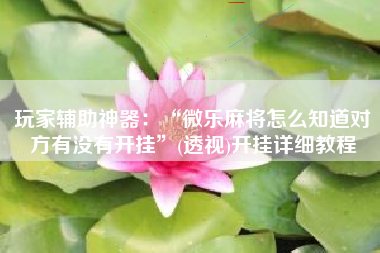 玩家辅助神器：“微乐麻将怎么知道对方有没有开挂”(透视)开挂详细教程