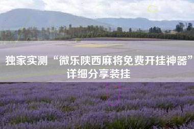 独家实测“微乐陕西麻将免费开挂神器”详细分享装挂