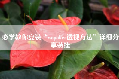 必学教你安装“wepoker透视方法	”详细分享装挂