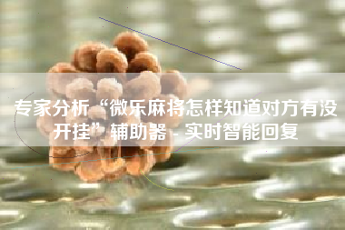 专家分析“微乐麻将怎样知道对方有没开挂	”辅助器 - 实时智能回复