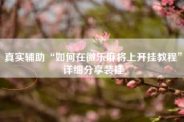 真实辅助“如何在微乐麻将上开挂教程	”详细分享装挂