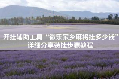 开挂辅助工具“微乐家乡麻将挂多少钱”详细分享装挂步骤教程