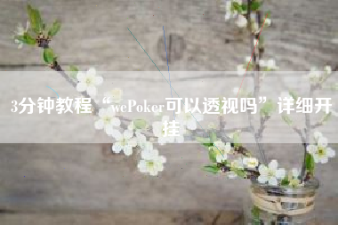 3分钟教程“wePoker可以透视吗”详细开挂
