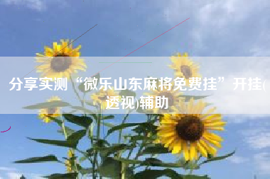 分享实测“微乐山东麻将免费挂”开挂(透视)辅助