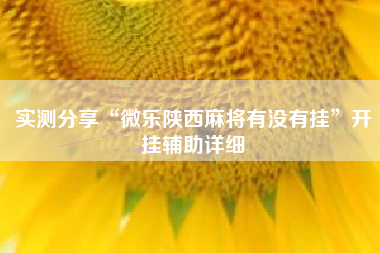 实测分享“微乐陕西麻将有没有挂	”开挂辅助详细